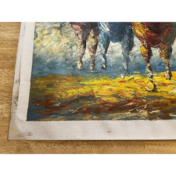Horse Racing Painting Oil On Canvas Original Signed Davis Vintage Impressionist - Picture 6 of 11